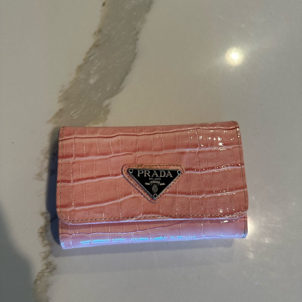Prada Pink Crocodile-Embossed Women's Clutch